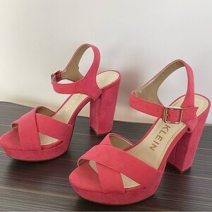 Anne Klein Lalima Platform Sandal in Barbie Pink 4" Heel 1" Platform 6M New $128